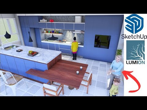 Sketchup interior design ! Make a kitchen and dining room design ( Lumion render )