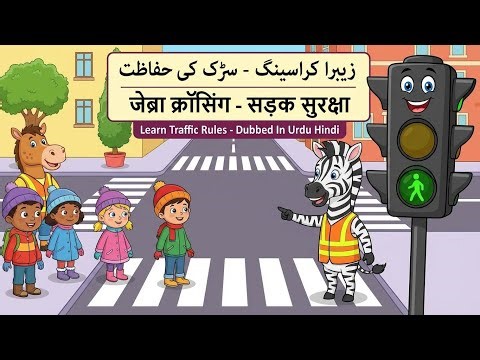 Zebra Crossing 🚦🦓 | Road Safety Cartoon for Kids | Learn Traffic Rules | Dubbed In Urdu Hindi |