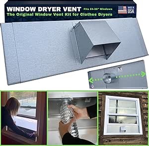 Window Dryer Vent – The Original Window Vent Kit for Clothes Dryers, 4 Inch Exhaust Hood, Adjustable Side Panels Fit 24-36” Windows, Heavy Duty Metal Design by Vent Works