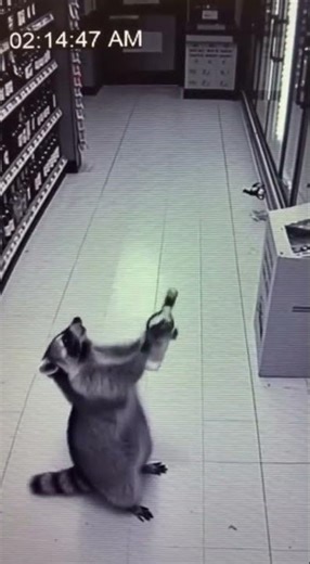 Caught on Camera: Raccoon Gets “Wasted” in Liquor Store!🍾😂#raccoon #animalrescue #animals #aishort