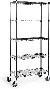 CAPHAUS NSF Commercial Grade Heavy Duty Wire Shelving w/Wheels, Leveling Feet & Liners, Storage Metal Shelf, Garage Shelving, Utility Wire Rack Shelves, 30 x 14 x 64 5-Tier w/o Liner