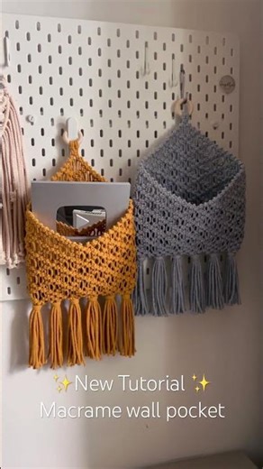 New macramé wall pocket design just dropped! ​⁠ Step-by-step tutorial is available! 🥳 #macrame #diy