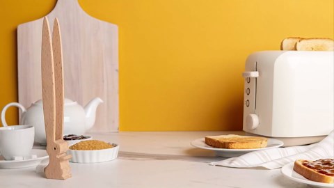 OTOTO Bernie Bunny Toaster Tongs - Rabbit, Salad Servers - Multipurpose Mini Tongs for Appetizers, Wood Utensils & Cute Kitchen Gadgets, Easter, White Elephant Gifts, Toast, Cute Kitchen Accessories