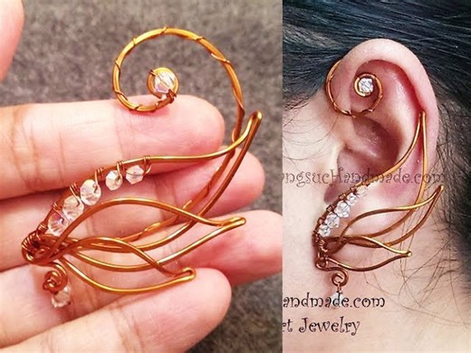Angel wing ear cuff - wire wrap jewelry design 71