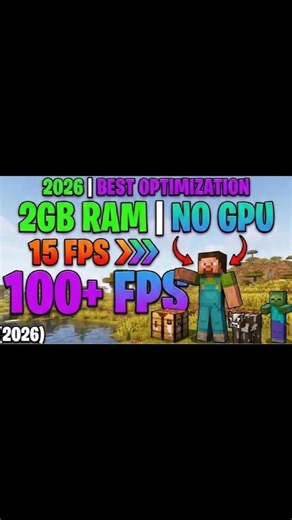 How to Boost FPS in Minecraft in 2026 best optimization for 2GB RAM PC #minecraft​ #short #boostfps​