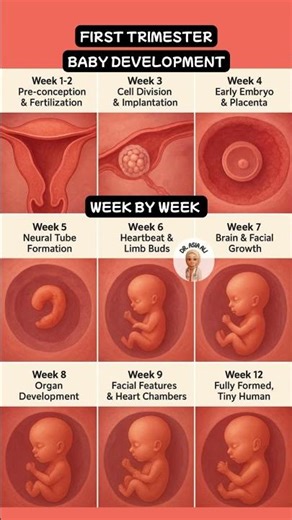 Pregnancy week by week (First Trimester) #fetaldevelopment #pregnancyweekbyweek #firsttrimester