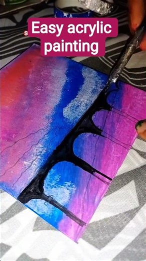 Easy Painting | Canvas Painting | Mini Canvas art 🎨 #art #paintingprocess #acrylicscenery #fyp #asmr