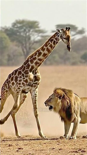 Giraffe's Deadly Kick On Lion 🦒🦵💥 #GiraffeVsLion #AnimalFight #Revenge #Kick #Wildlife