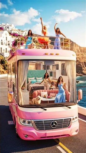Girls Dance Party on Pink Luxury RV! 🌴 Amazing Beach House on Wheels | Summer Vibes Animation