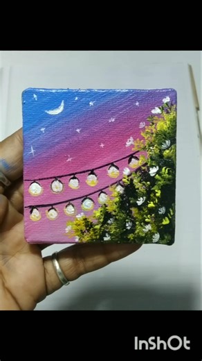 Painting Mini Canvas😱tutorial for beginners #shorts #viralshorts #painting