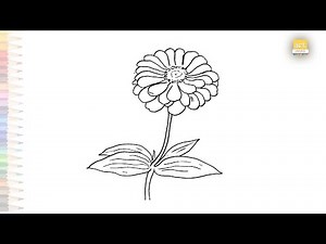 Zinnia flower drawing easy | Art tutorial | How to draw A Zinnia flower step by step | #artjanag