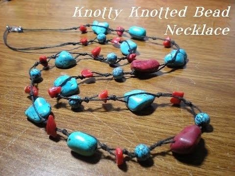 DIY Knotted Turquoise and Coral Bead Necklace