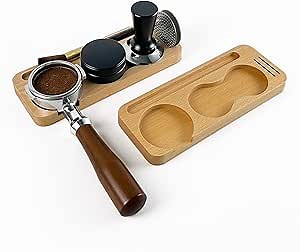 Tamping Station Wooden Espresso Tamper Mat Stand Tamper Holder Station for 58mm Portafilters, Coffee Tamper Base Espresso Tamper Pad Station for Barista