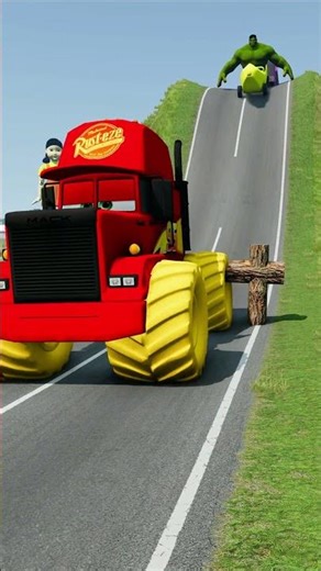 Colourful Buses & Cargo Trucks vs Logs Trap - BeamNG.drive #shorts #beamngdrive #bus