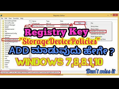 How to Add a registry key "StorageDevicePolicies".USB Pendrive write protection (win 7,8,8.1,10)