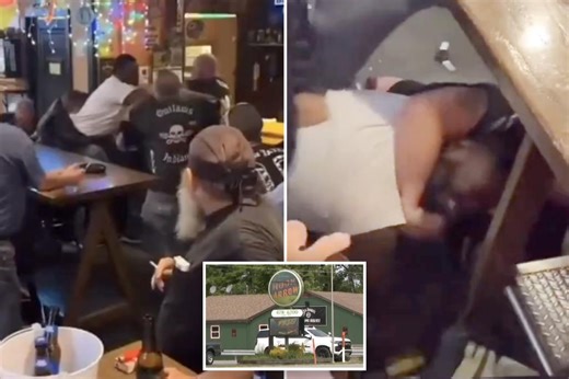 Shocking video captures white men in biker-gang gear spewing racial slurs, beating black man in Indiana bar