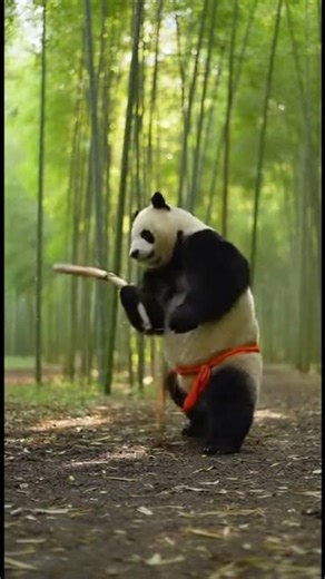 🐼 Kung Fu Panda Real Life! Master Panda Shows Off Incredible Bo Staff Skills in Bamboo Forest!