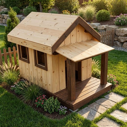 DIY Dog House With Porch Plans PDF | Large Wooden Pet Cabin Blueprint | Outdoor Dog Kennel Build | Covered Deck Pet Shelter - Etsy