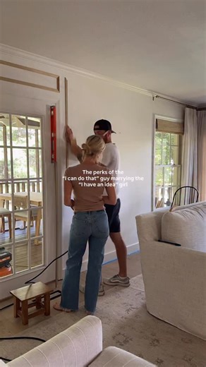 The weekend wall makeover that made it out of the Pinterest board thanks to my handy hubby 🔨 😍 I love the way this simple project made such a massive difference in this room! It gives my small living room more depth and a special custom feel. Comment SHOP for the links to my favorite wall trim and my decor in this room 🤍🔗 https://liketk.it/5NaAo #diyhomeprojects | Love Letters Blog