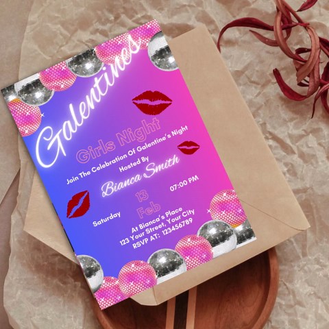 Galentine's Girls Night Invitation, Friends S Dinner Invite, Digital Valentine Invitation, Galentines Day Evite, Instant Download - Etsy