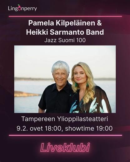 Lingonperry - Uusi suomalainen musiikkialusta | Lingonperry Liveklubilla 9.2. jazz & pop-laulaja @pamelakilpelainen ja Heikki Sarmanto Band johdattavat kuulijat Sarmannon musiikin ja... | Instagram