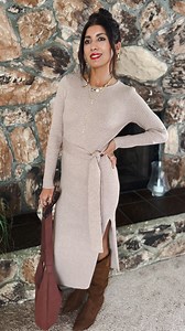 This bodycon long sleeve sweater dress is giving chic cozy all in one 🤎 The soft ribbed knit, the tie-waist, the flattering midi length… obsessed! I love it so much I grabbed it in 2 other colors because the fit is that good. Comment SHOP for links 🛍️✨https://liketk.it/5xIHv #sweaterdress #bodycondress #fallfashion #winterstyle #ribbedknit #cozychic #neutraloutfit #ootdfashion #midiDress #falloutfitideas #holidaystyle #fashioninspo #styleinspo #ltkfinds #ltkfashion #ltkstyletip #outfitideas202