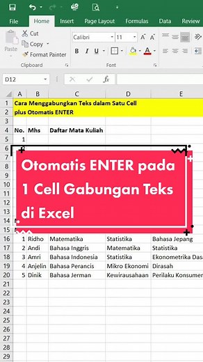 Enter Otomatis di 1 Cell Concatenate Gabungkan Teks di Excel #microsoftexcel #dosen #exceltraining #exceltricks #exceltricks #exceltips #administration #tutorial