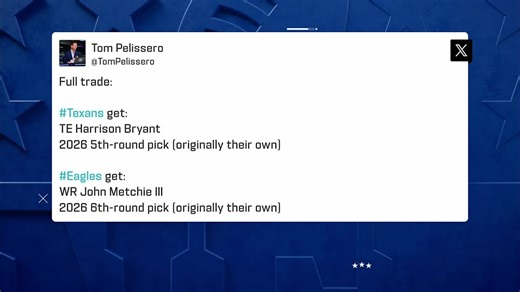 Pelissero: Eagles acquire WR John Metchie III from Texans for '26 draft pick swap | 'NFL GameDay Final'