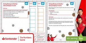 Maths & Money: Giving Money to Charity - Add by Bridging 10 Game [Year 1]