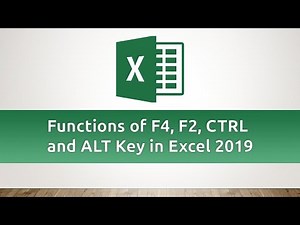 Functions of F4 || F2 ||CTRL and Alt keys in Microsoft excel 2019