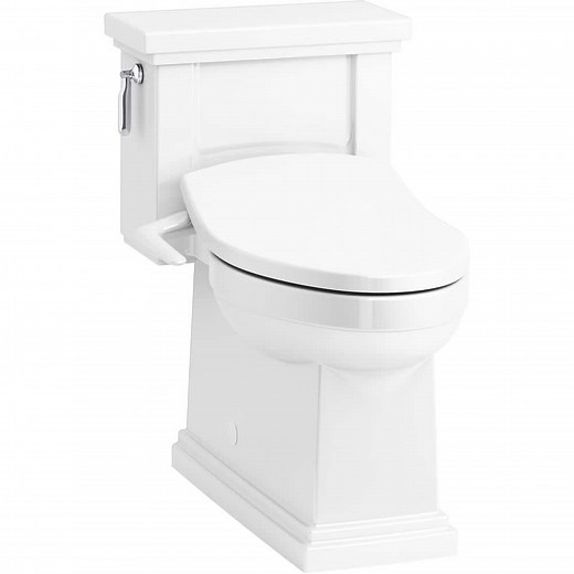 KOHLER Tresham 1-piece 1.28 GPF Single Flush Elongated Toilet with Puretide Manual Bidet Toilet Seat in White K-3981-5724-0 - The Home Depot
