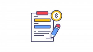 loan form with document file and claim form on it, paper sheet, Premium quality illustration concept. flat line icon symbol.