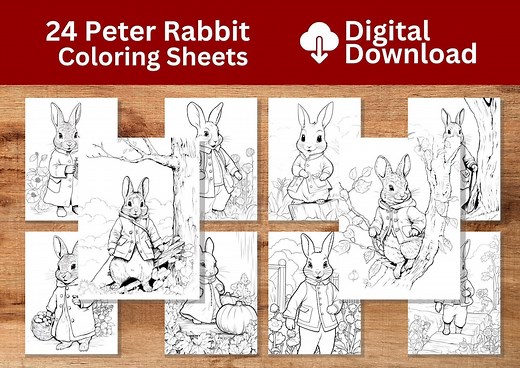 Peter Rabbit Coloring Pages 24 Printable Pages for Bunny Coloring - INSTANT Digital Download, Beatrix Potter Coloring Pages for All - Etsy