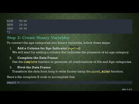 Transforming Age Categories into Binary Variables in R