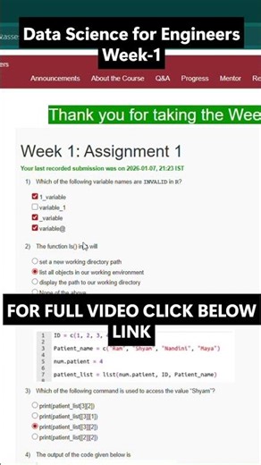 NPTEL Data Science for Engineers Week 1 Assignment Answers | noc26-cs65