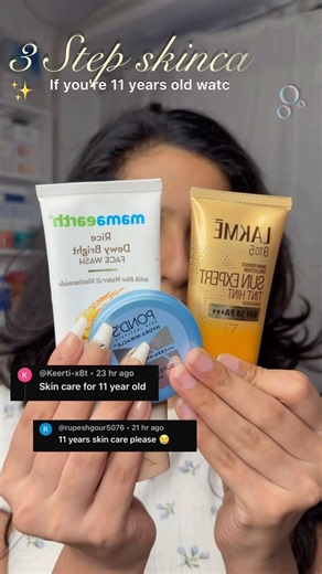 3 step skincare routine for 11 years old ✨🫧 #viral #shortvideo #viralvideos #youtubeshorts #shorts