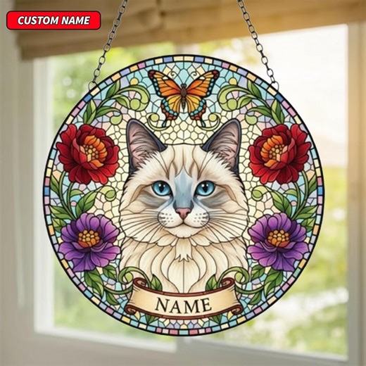 Personalized Cat Memorial Stained Glass Suncatcher, A Heart Full of Memories, Personalized Decor Gift - Etsy