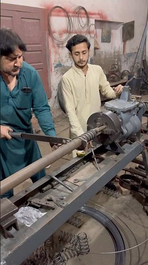 Simple Compression Spring Making on Lathe Machine | Iron Wire Spring #shorts