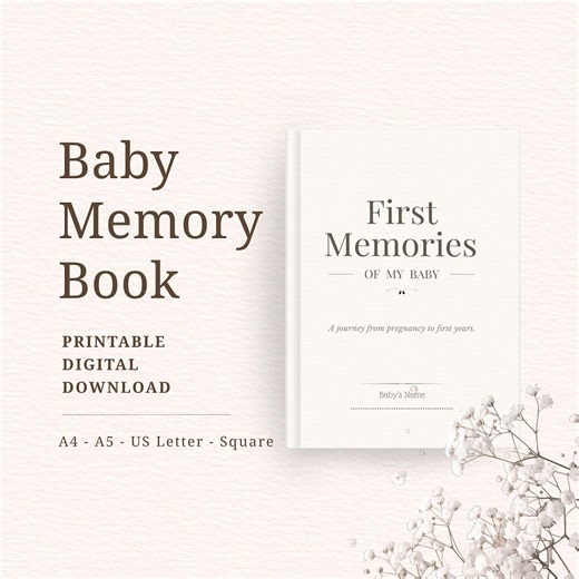 Printable Baby Memory Book PDF, First Year Milestone Journal, Instant Download