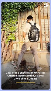 A viral video showing a man urinating outside a metro station has ignited a debate online about civic sense and public hygiene. Onlookers can be seen sarcastically clapping as the man continues unfazed, highlighting the ongoing struggle with basic cleanliness and respect for public spaces in cities. Video Credit - Insta/ @imshankarofficial #ViralVideo #CivicSense #PublicHygiene #MetroStation #CleanIndia #SwachhBharat #IndiaNews #CaughtOnCamera #SocialMediaBuzz | Indiatimes