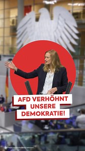 Die AfD wird von der extremen Rechten gelenkt, verhöhnt unsere Demokratie, verbreitet jeden Tag Hetze, spaltet, stachelt die Menschen auf, ist ein Handlanger Putins und will unsere offene Gesellschaft zerstören. Dorothee Martin spricht im Bundestag Klartext: "Mit uns wird es niemals irgendeine Zusammenarbeit mit dieser Partei geben!" | SPD-Fraktion im Bundestag
