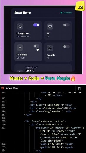 🏡 Build a Smart Home Dashboard in 60 Secs! HTML CSS JS | #shorts #devziaul
