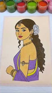 Beautiful Indian Girl 💜✨ Relaxing ASMR Sand Art Painting | Satisfying Video #SandArt #Shorts