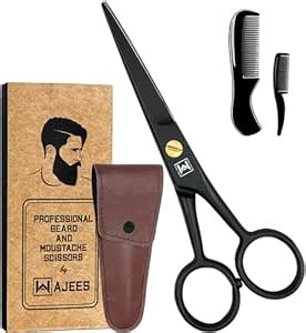 Mustache & Beard Scissors for Men – Professional 5" Stainless Steel Grooming Kit with Comb & Travel Case – Sharp Facial Hair Trimming Tool for Mustache, Beard, Nose & Eyebrows