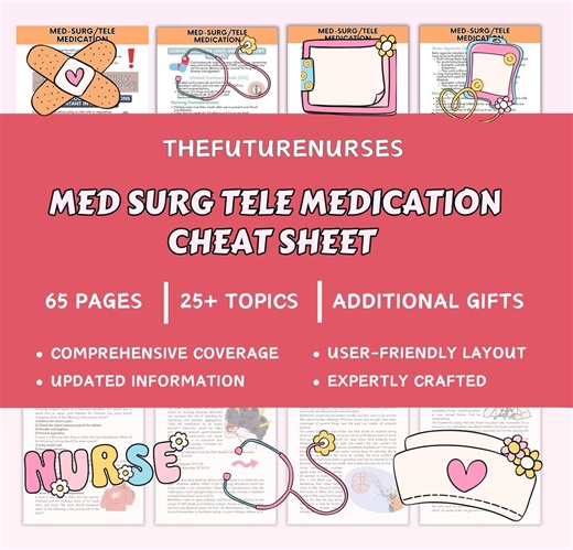 Med-surg Tele Nursing Medication Cheat Sheet: Quick Reference Guide (PDF Download) - Etsy