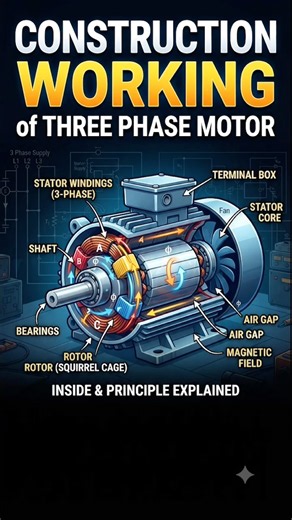 Three Phase Motor construction and working #explore #science #physics #facts #tranding #shorts