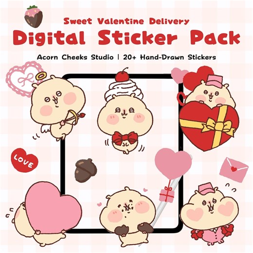 Valentine Hamster Digital Stickers, Kawaii Animal Clipart (goodnotes, PNG) - Etsy
