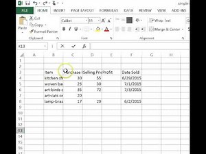 simple excel spreadsheet step 1