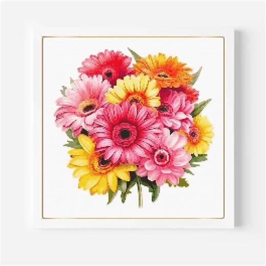 Gerbera Daisy Flowers Cross Stitch Pattern: Cottagecore Floral Embroidery (PDF Download) - Etsy