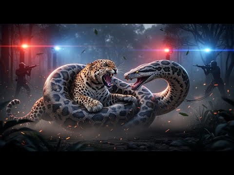 Giant Python Attacks Leopard | Shocking Jungle Battle & Police Rescue Mission #animalrescue